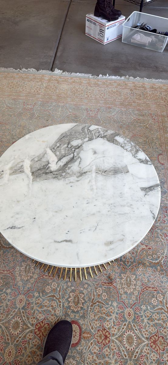 Vintage Round MARBLE TOP COFFEE TABLE