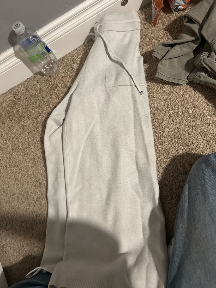 Tommy Hilfiger White Fleece Drawstring Sweatpants Womens Casual Loungewear size small