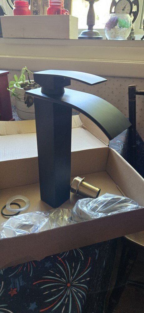 black waterfall faucet for bath or kitchen