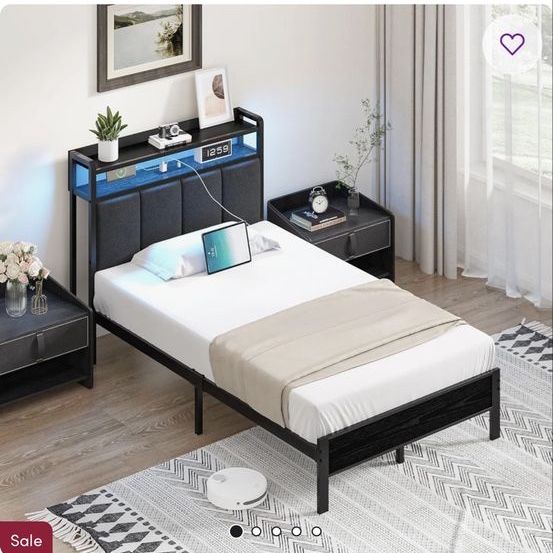 Twin Size Bed with Lights
