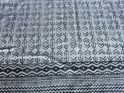 Black and White Geometric Pattern Woven Rug with Fringe
