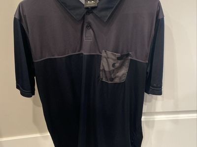 Oakley Men's Golf Polo Shirt Black Gray Camo Pocket XL+