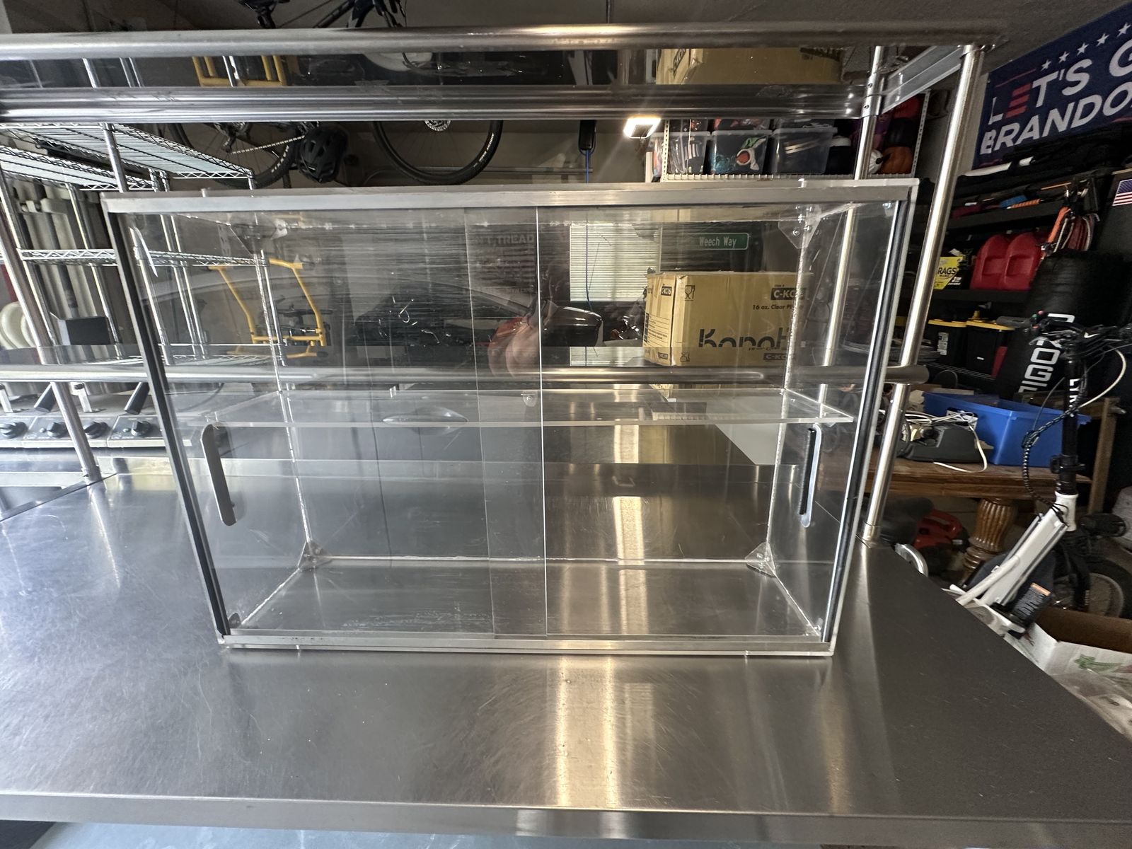 Clear Acrylic Countertop Display Case with Sliding Doors - 32 Inches Wide