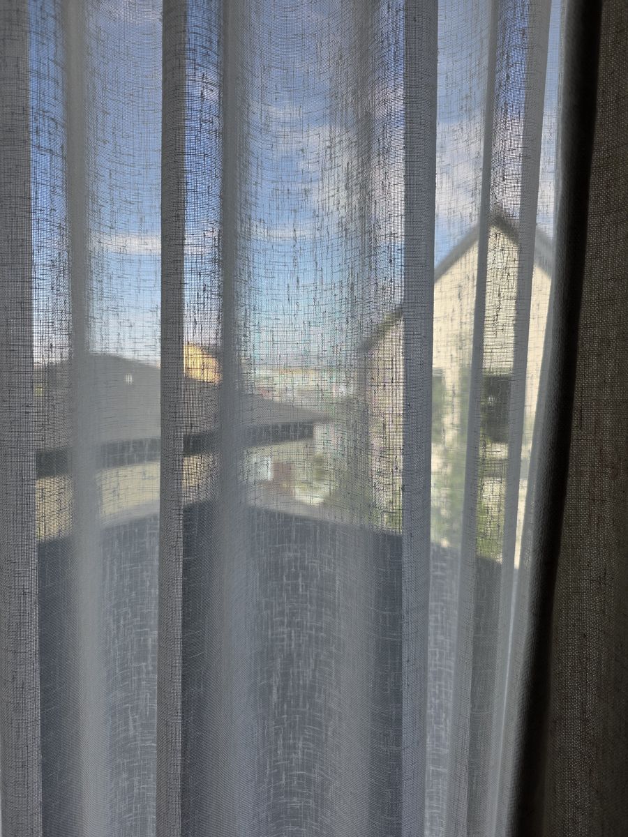 Linen Blend White Sheer & Room Darkening Curtain Panel Set - 2 Panels