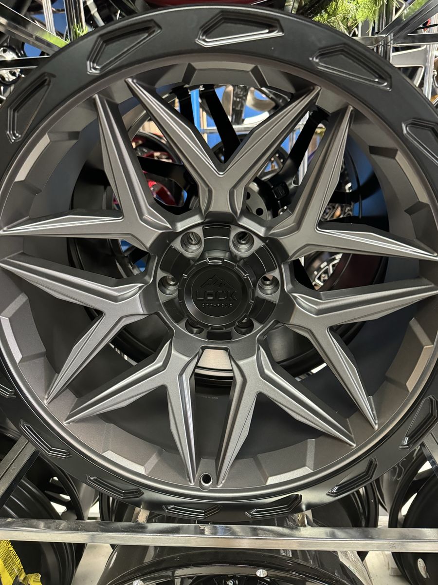 MATRIX Lock Off-Road 22x10 wheels brand new set - MATTE GRAY W/MATTE BLACK RING  (Set of 4) LUG PATTERN 6x135/139.7