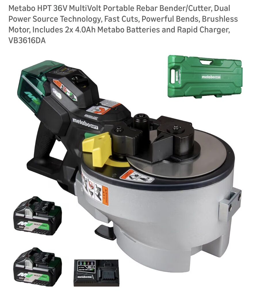 $544 LESS THAN RETAIL! BRAND NEW IN PACKAGING Metabo VB3616DA 36V 5/8" Cordless Rebar Cutter/Bender