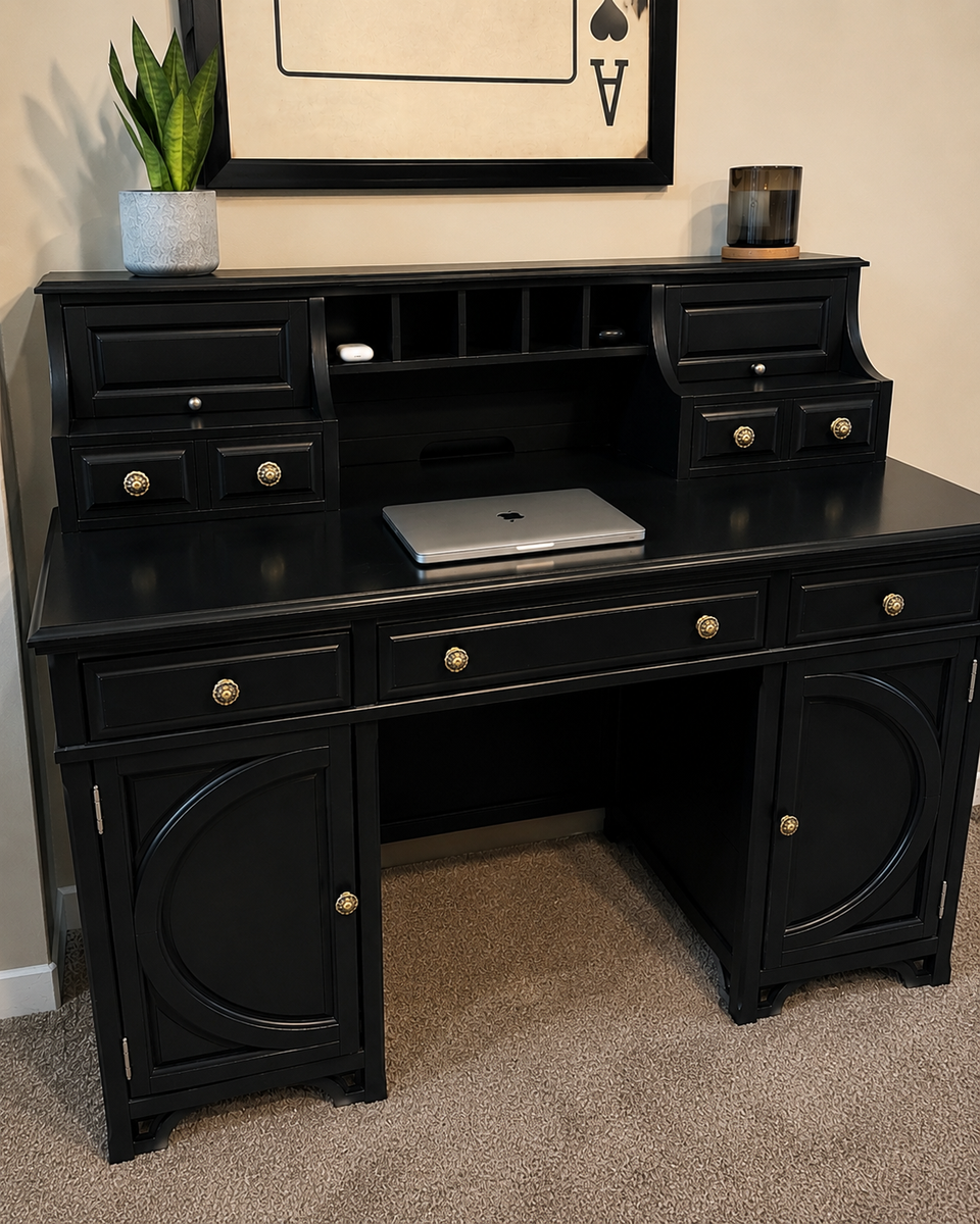 Solid Wood Magnussen Executive Desk with Hutch