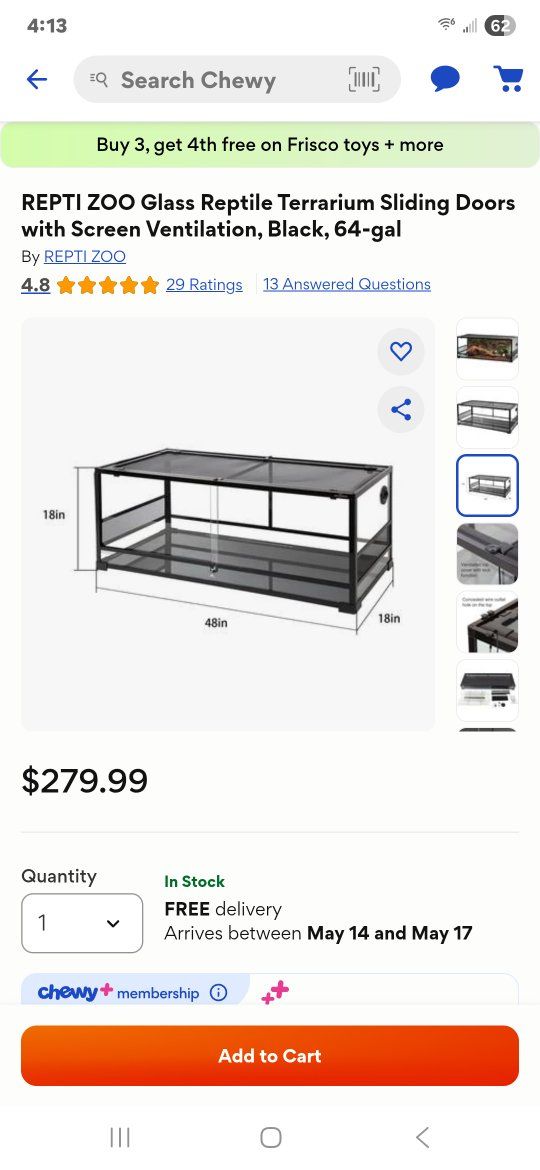 64 Gal Reptizoo Glass Terrarium