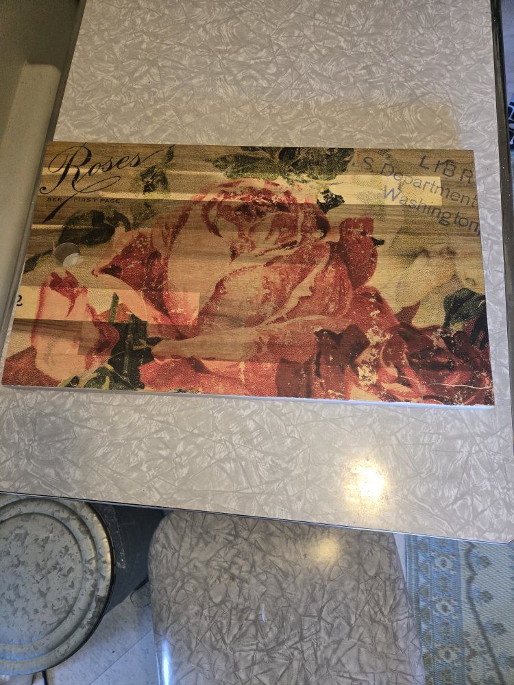 rose print wood cutting board