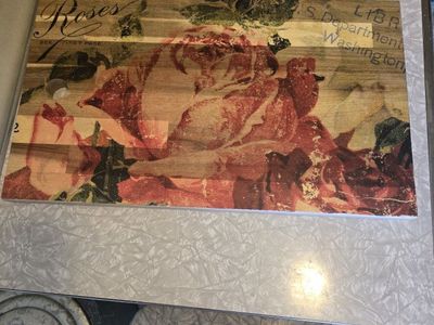 rose print wood cutting board