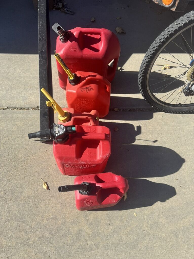 Free  Gas Cans, Garage Equipment Rack