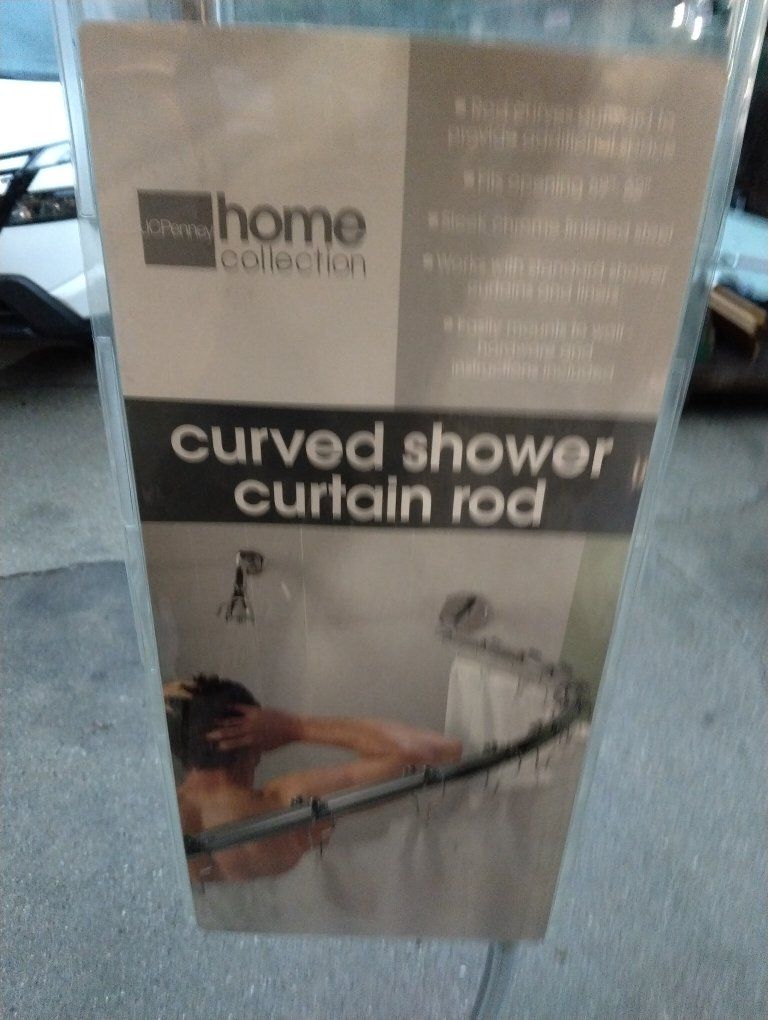 JCPenney Home Collection Curved Shower Curtain Rod Chrome Steel