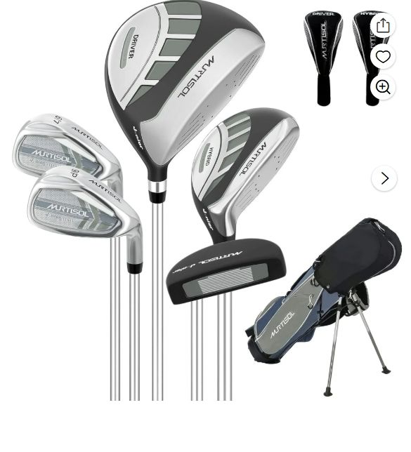 XDriveMax 6-Pieces Golf Club Set, Junior Complete Set for Ages 7-12 with Stand Bag, Right Handed,2 Head Covers,Gray