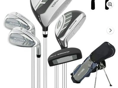 XDriveMax 6-Pieces Golf Club Set, Junior Complete Set for Ages 7-12 with Stand Bag, Right Handed,2 Head Covers,Gray