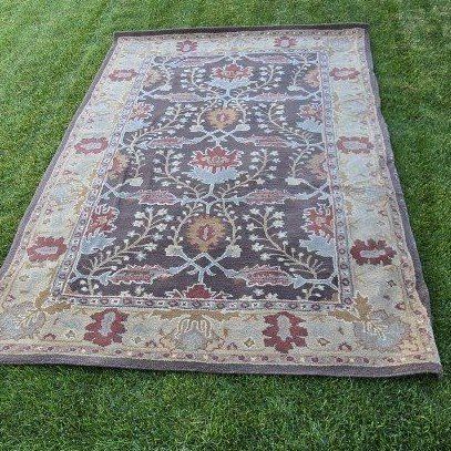 Pottery Barn Brandon Tufted Wool Area Rug 5' x 8' Espresso Brown Persian Pattern