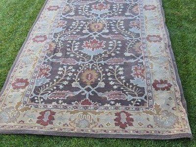 Pottery Barn Brandon Tufted Wool Area Rug 5' x 8' Espresso Brown Persian Pattern