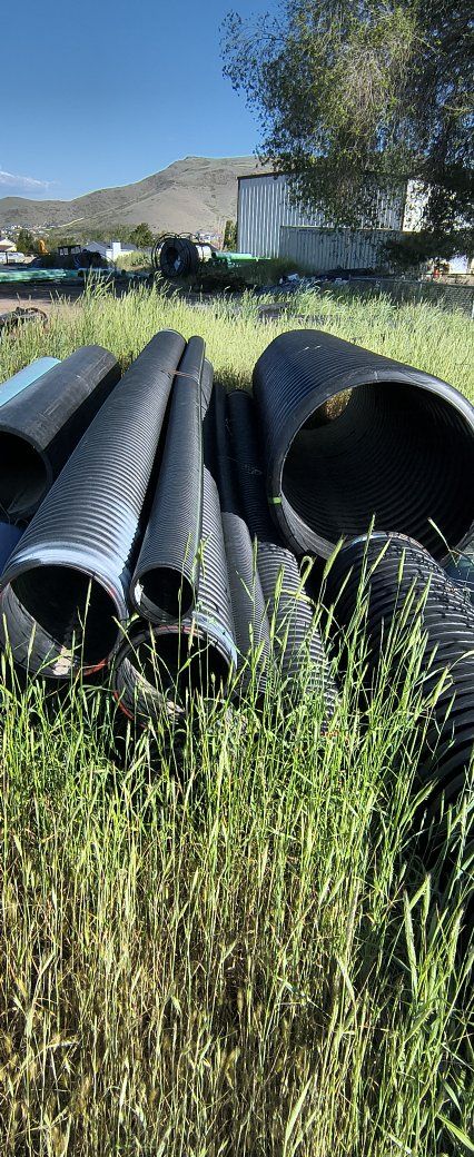 pipe different sizes and kind some Is heavy duty fuseing and some large sewer pipe