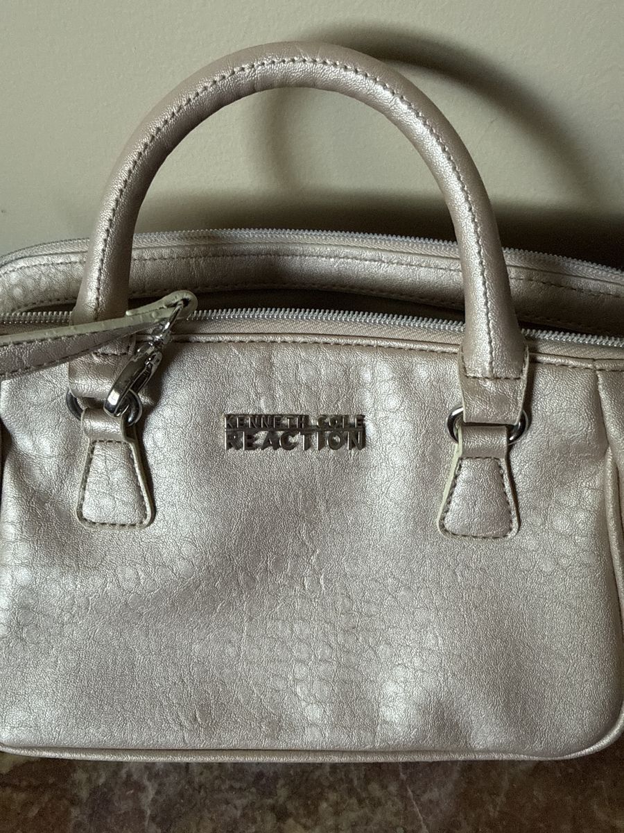 Kenneth Cole Reaction Metallic Gold Satchel Shoulder Bag with Tassel