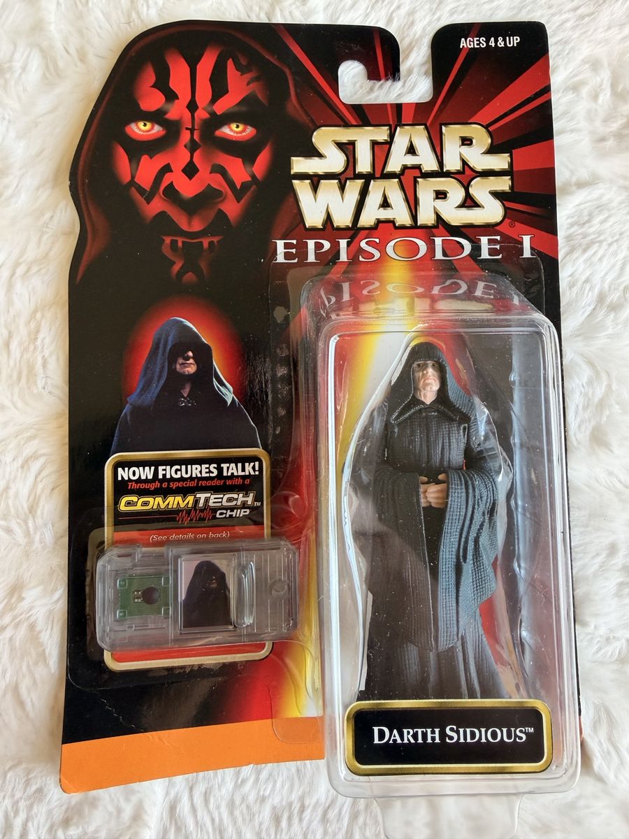 1999 Star Wars Episode I Darth Sidious CommTech Chip Sealed Vintage Hasbro Action Figure MOSC