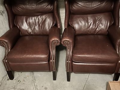 Two recliner leather brown chairs