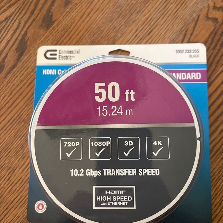 Commercial Electric. HDMI Cable. 50 Feet