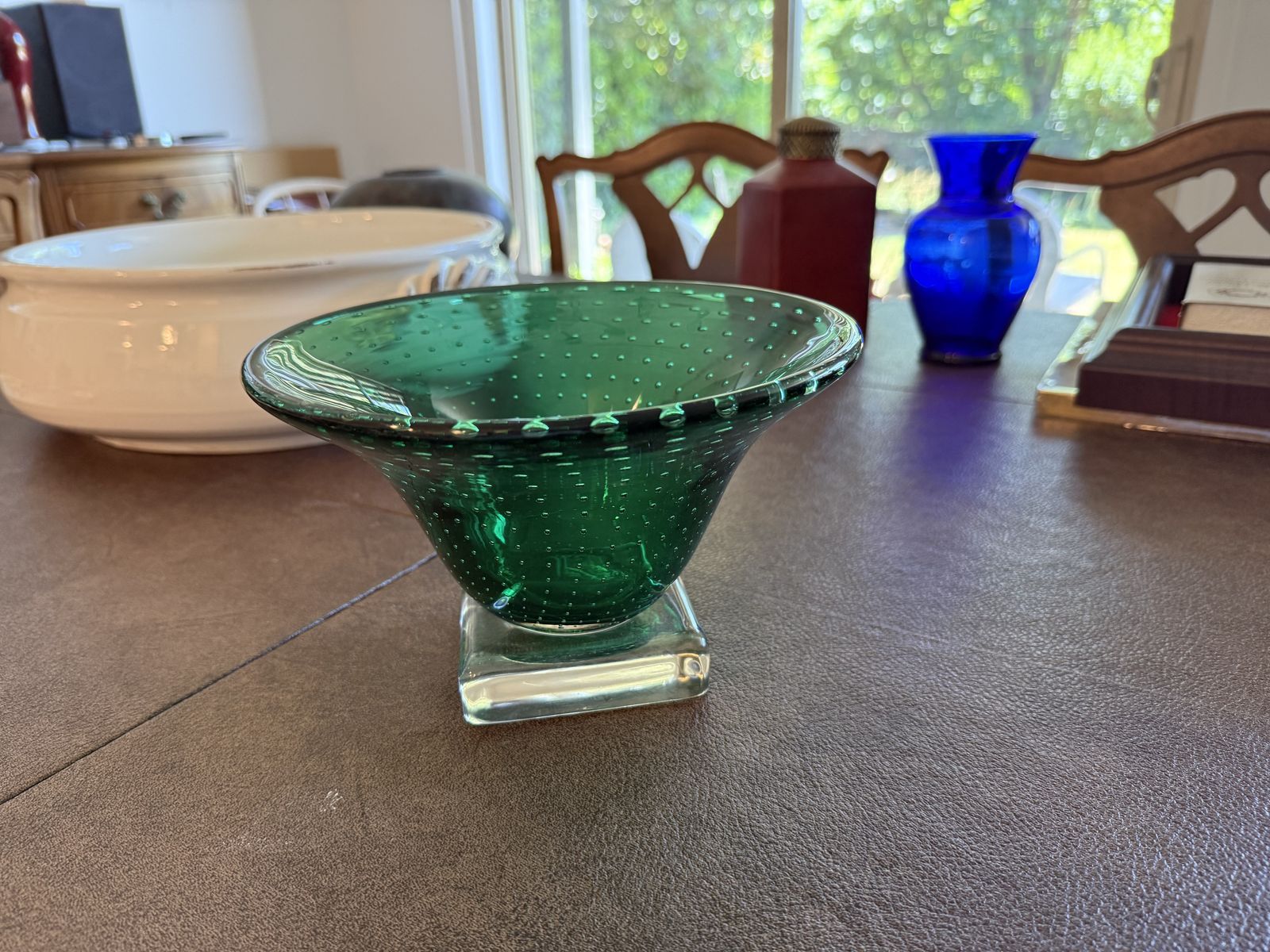 Vintage Carl Erickson Emerald Glass Bowl