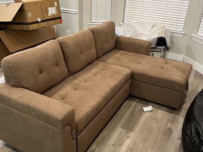 BRAND NEW L-shaped Brown Sleeper Sofa Couch
