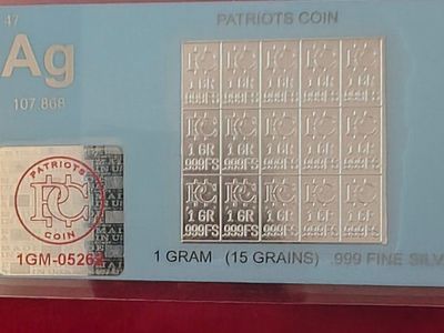 Patriots Coin .999 Fine Silver 1 Gram Bars Sheet in Holder
