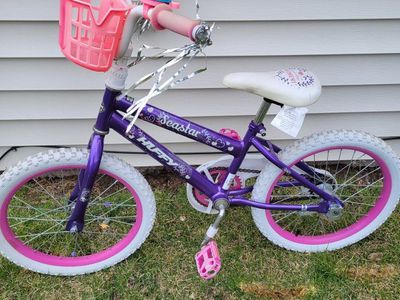 Huffy Seastar 16" Kid's Bike Purple w/ Basket & Streamers - Good Condition