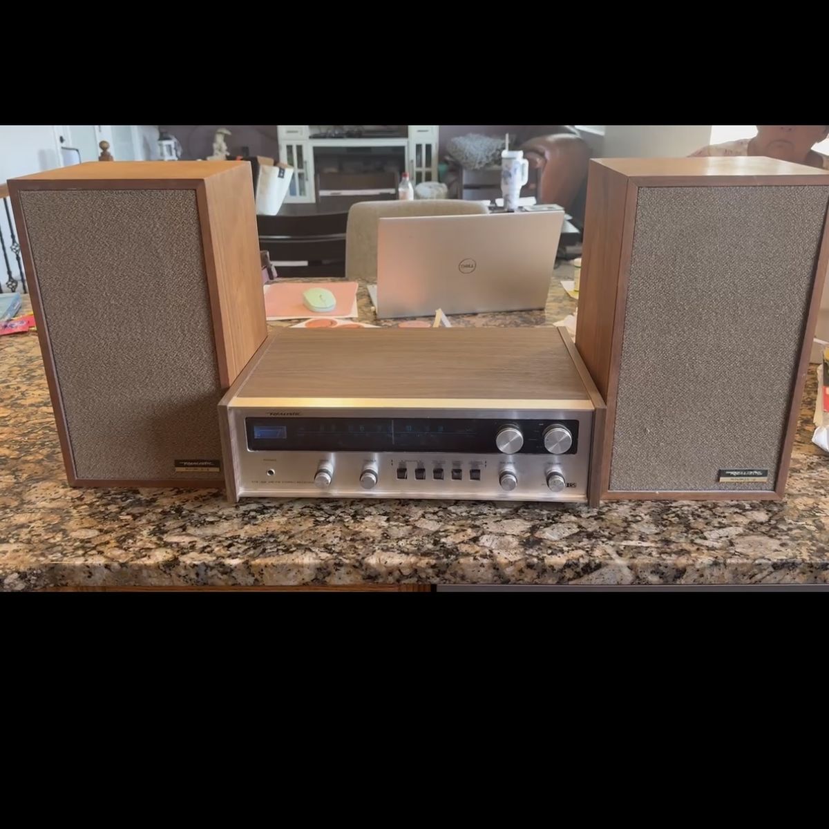 Vintage Realistic Stereo Receiver with Matching Wood Cabinet Speakers