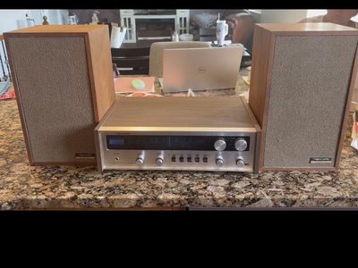 Vintage Realistic Stereo Receiver with Matching Wood Cabinet Speakers