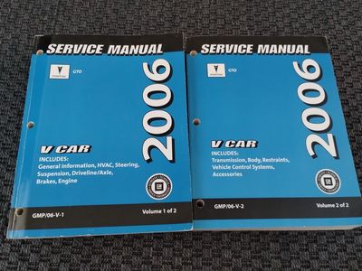 2006 Pontiac GTO Service Manual Set (2 Volumes) - V Car Repair Guides