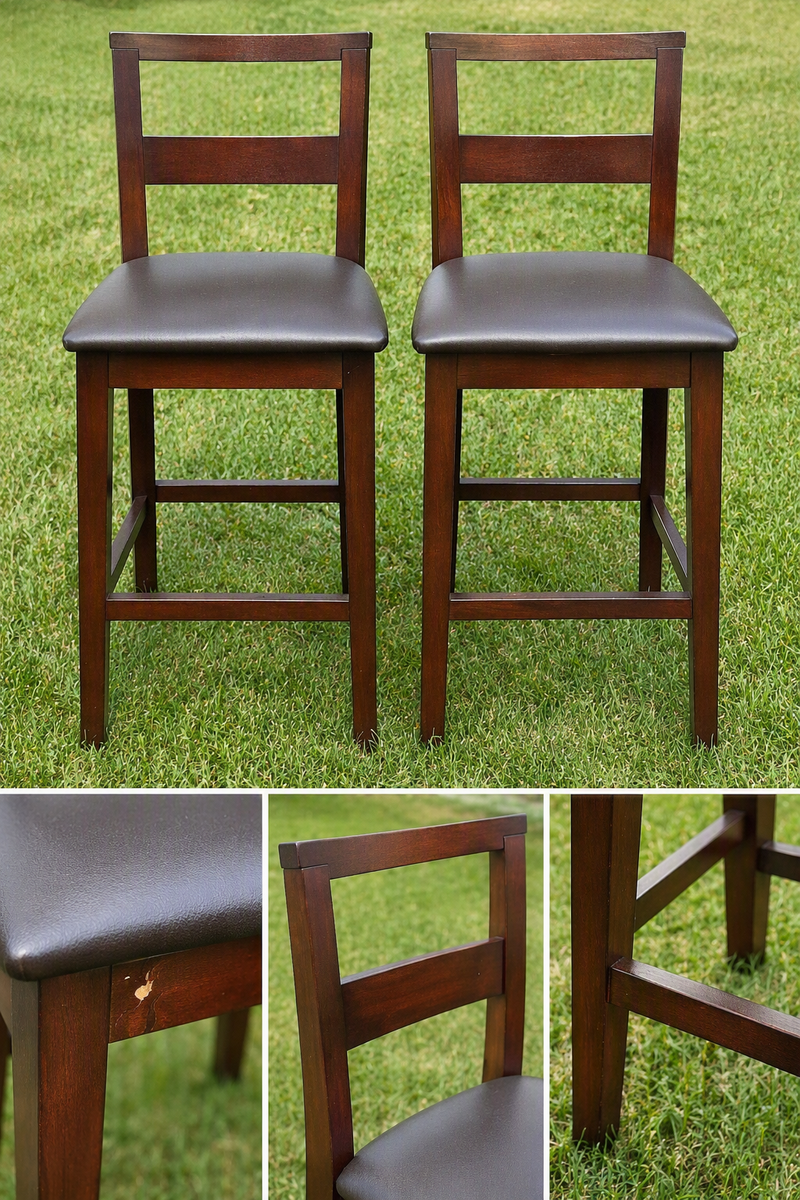 Set of 2 Solid Wood Counter Stools – Espresso Finish – Great Condition