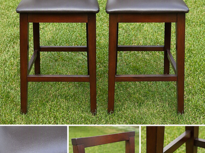 Set of 2 Solid Wood Counter Stools – Espresso Finish – Great Condition