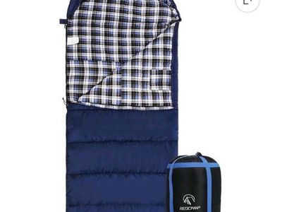 Qty-2- RedCamp Flannel Hooded Sleeping Bags * Blue