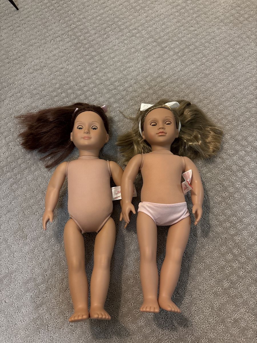 2 Our Generation 18-inch Posable Dolls - Brown Hair & Blonde Hair with Headband