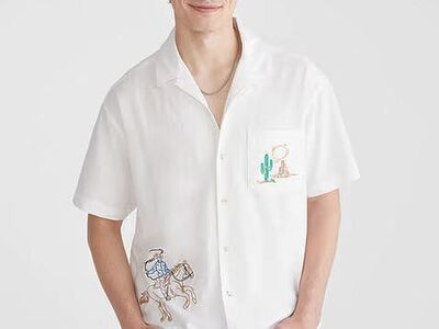 Short Sleeve Cowboy Boxy Linen Camp Shirt