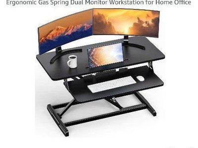 ErGear EGSSD6 Standing Desk Converter 35" Desk Riser Ergonomic Gas Spring Dual Monitor Workstation
