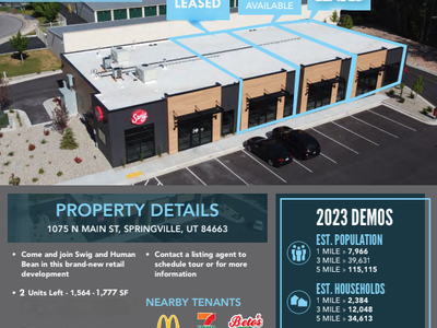 New 1,564 SF Retail Space for lease