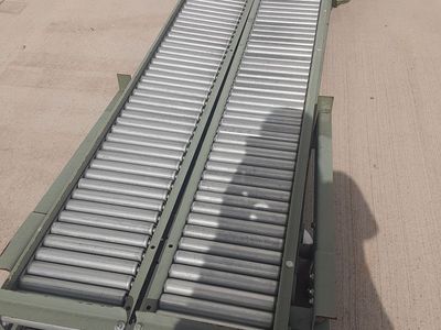 Gravity Conveyor with H Stands with side rails and end stops