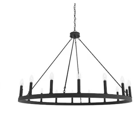 NEW BLACK 16 LIGHT CHANDELIER (RETAILS: $503)