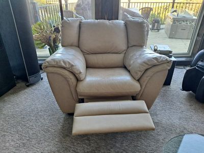 Cream Leather Recliner
