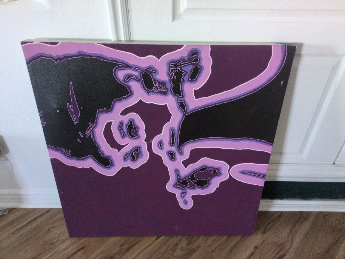 Purple & Black Abstract Art Canvas Board Wall Decor - Unique Modern Home Decor Piece