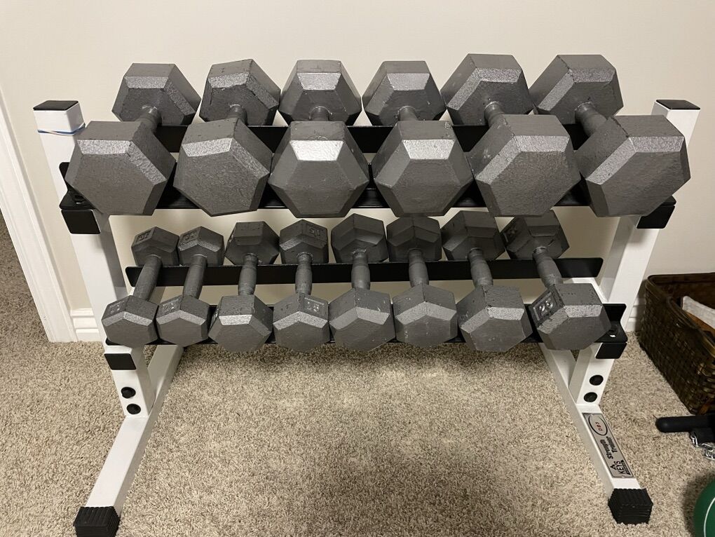 Metal Dumbbells/ Rack
