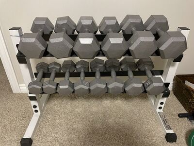 Metal Dumbbells/ Rack