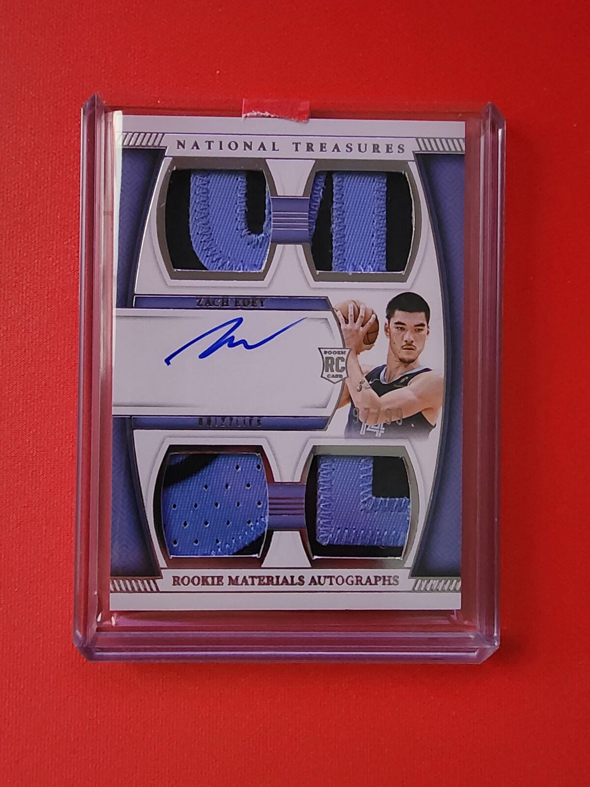 2024 Panini National Treasures Zach Edey Rookie Materials Autograph on card quad patch /99