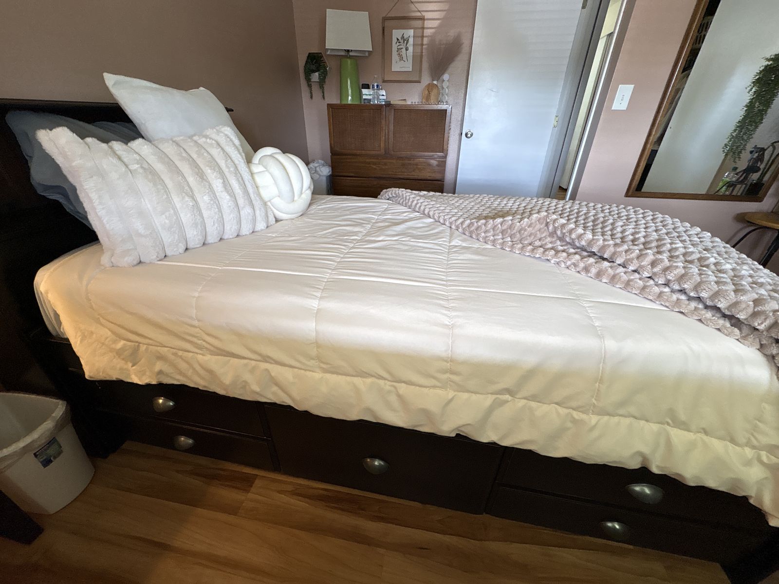 Storage twin size bed frame and mattress