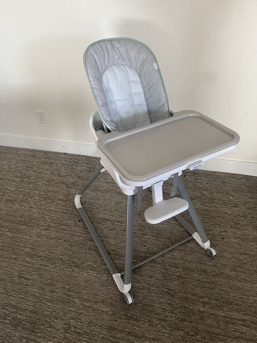 Ingenuity Baby High Chair Grey and White with Removable Tray