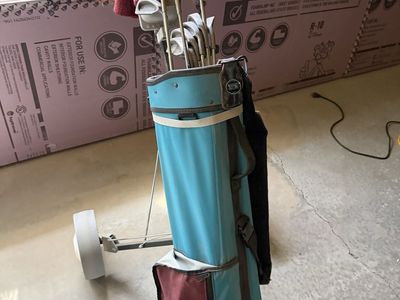 Gold Tech Clubs, Bag, & Caddie