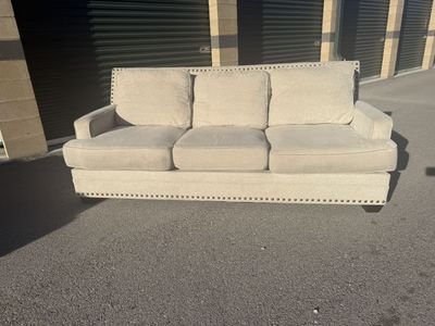 Luxary Cream Tufted Studed Couch- Will Deliver